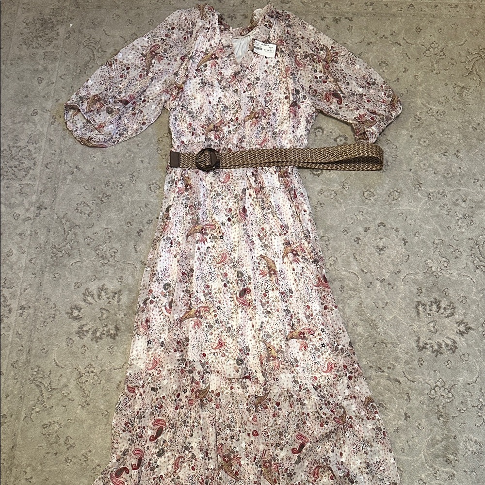 NWT ELLISON Maxi Dress with Brown Belt size small